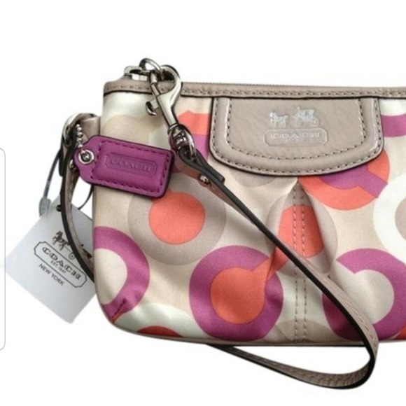 Coach Madison Op Art Print Fabric wristlet